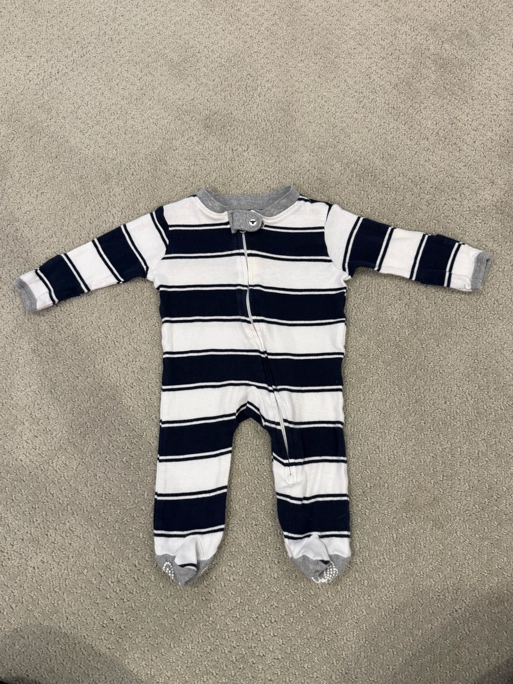 Burt's Bees Navy & White Striped Footed One-Piece